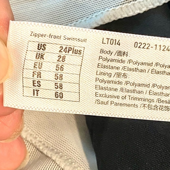 Delimira Sexy One Piece Front Zip Bathing Suit w/ All-over Support Plus Size 24 - Picture 7 of 9